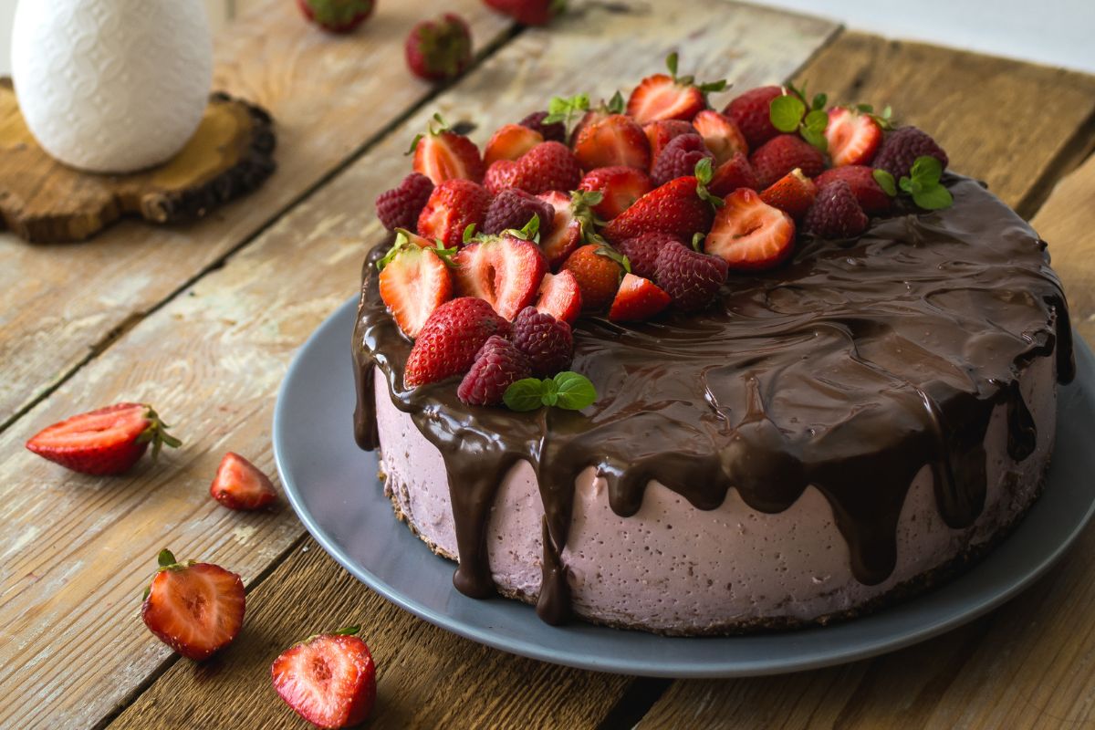 Chocolate Strawberry Marble Cheesecake