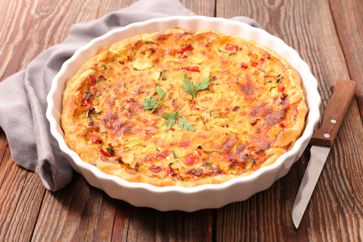 Roasted Pepper And Artichoke Quiche