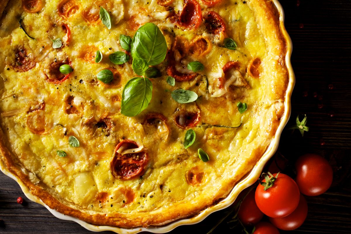 Roasted Tomato, Parmesan, And Basil Quiche