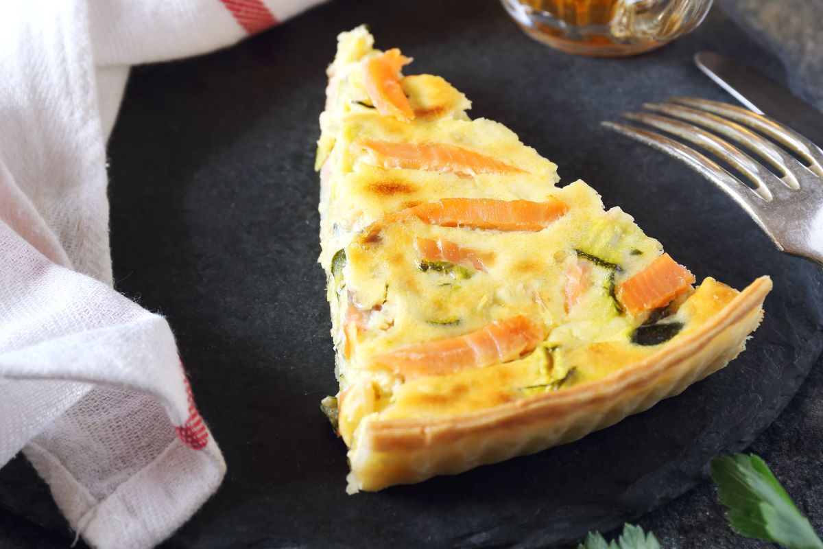 Smoked Salmon And Basil Tart With Lemon And Parsley Salad