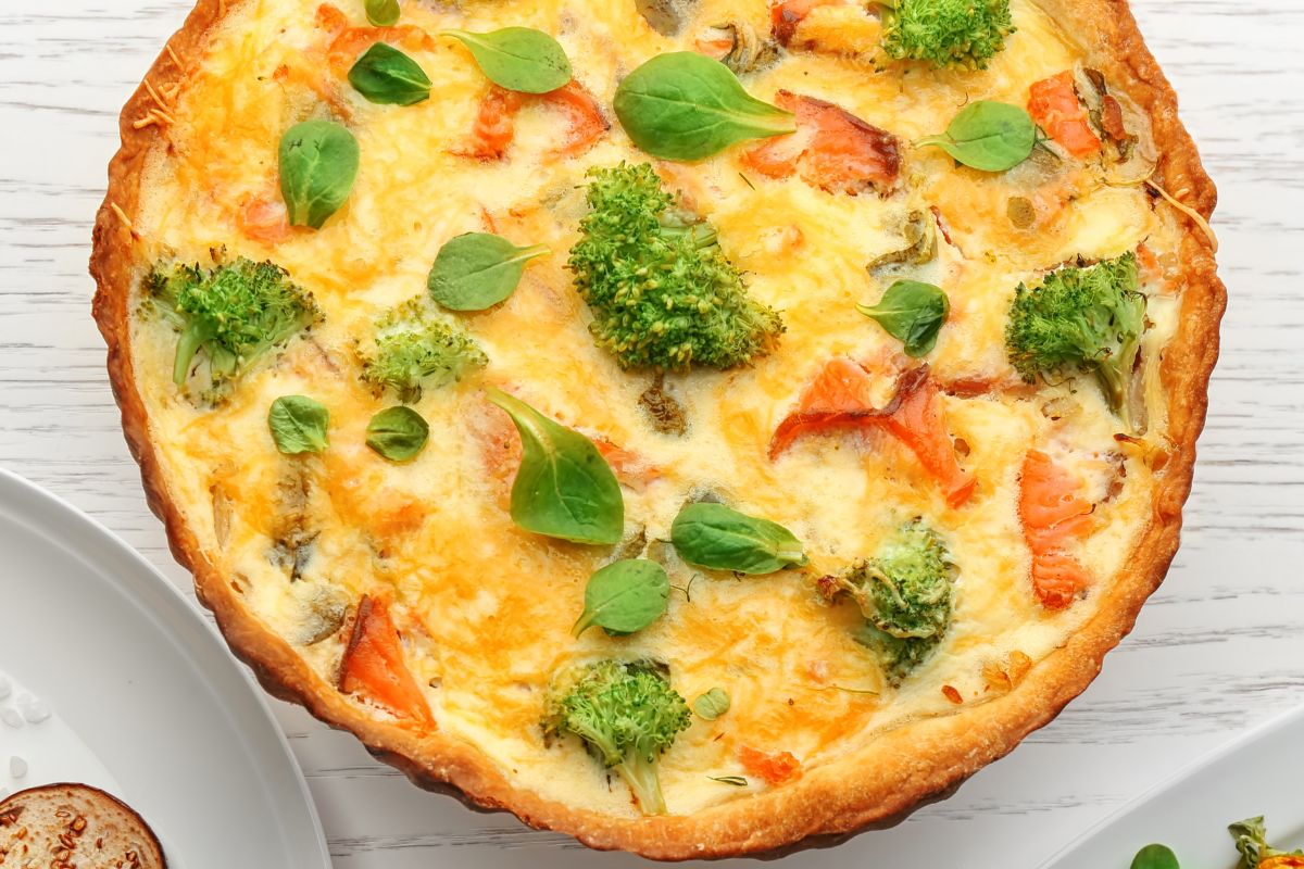 Veggie And Smoked Salmon Quiche